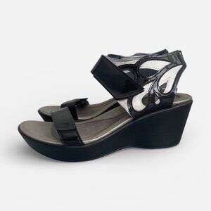 Naot Intrigue Black & Silver Wedge Sandals Fits 10/10.5​